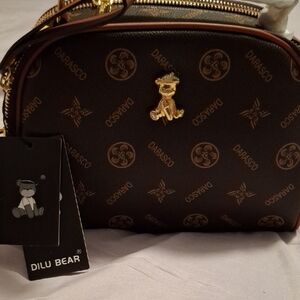 Brown Monogram Belt Bag with Gold Emblem